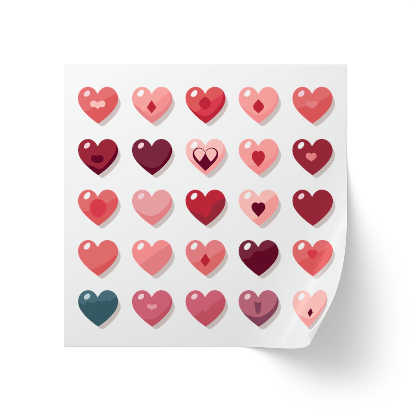 Valentine's day multi color hearts shape Square Sticker Label Rolls