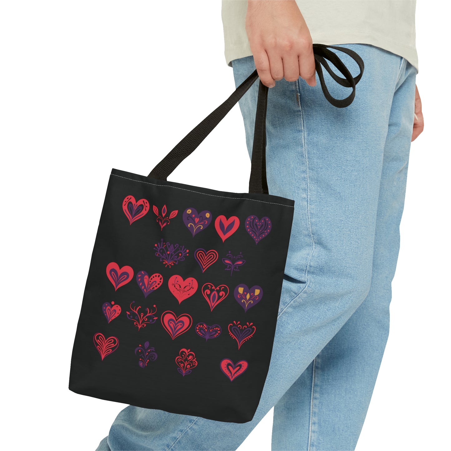 Valentine's black Tote Bag (AOP)