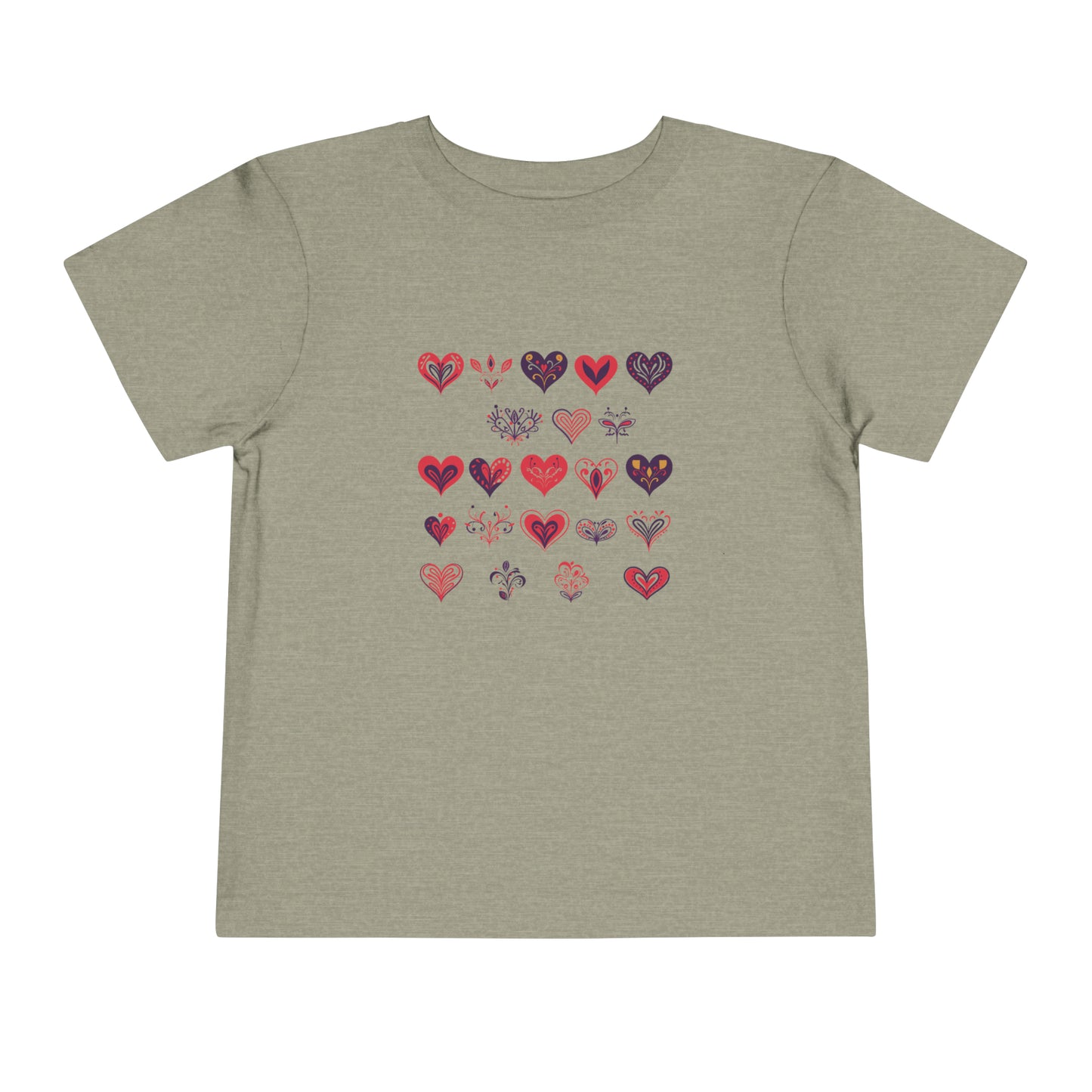 Valentine's Multi color hearts shape design Toddler Short Sleeve Tee