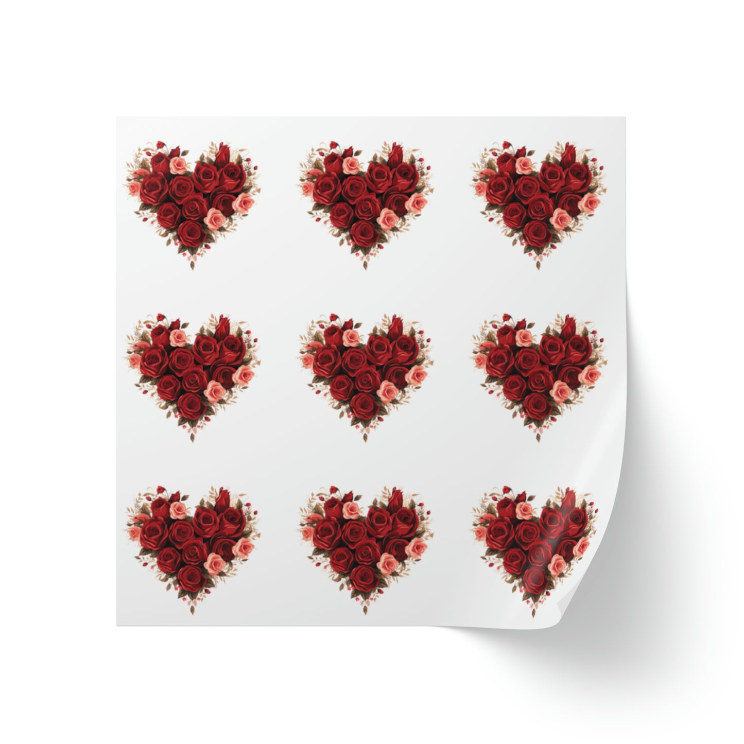 Valentine's day red Roses hearts Square Sticker Label Roll