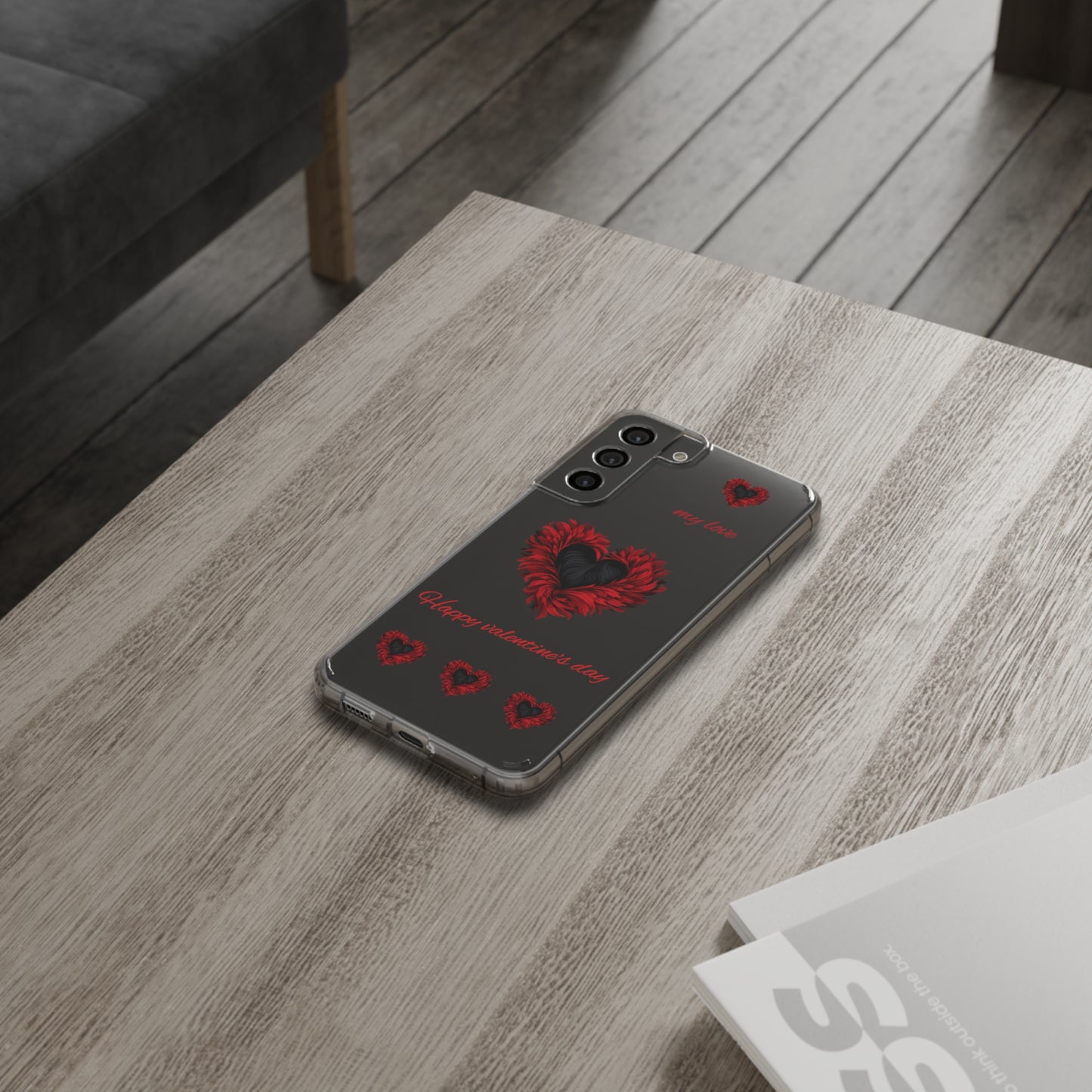 Valentine's day, red heart shapes Clear Cases