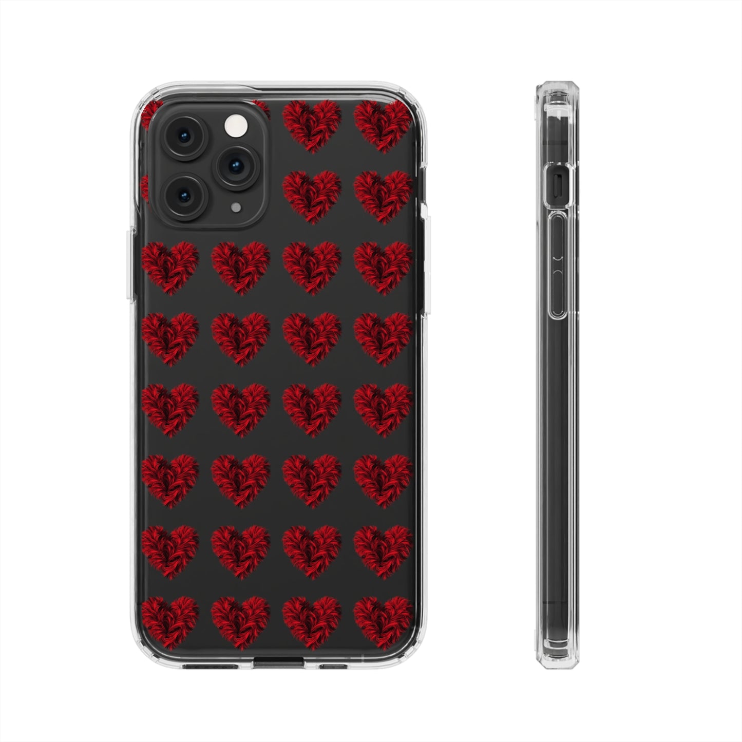 Valentine's Day, red heart shape design Clear Cases