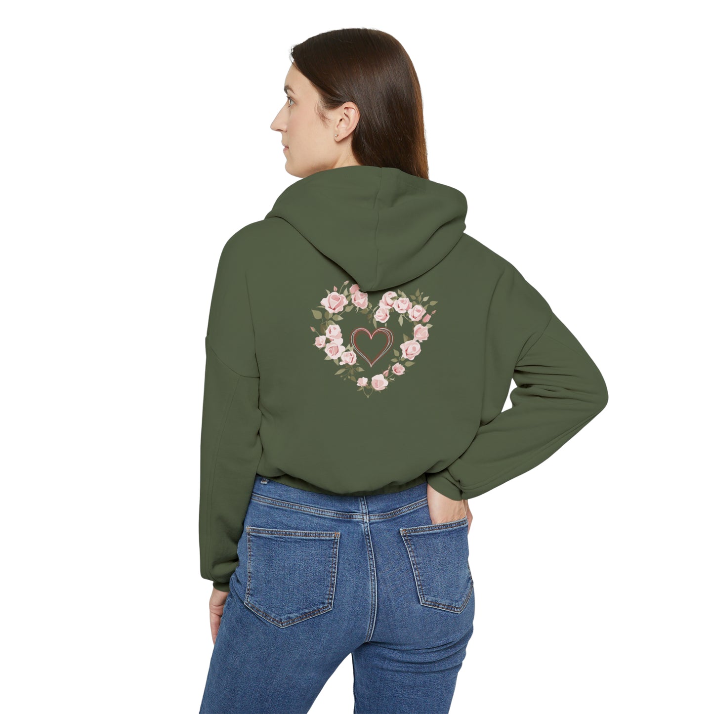 Valentine's best Gift, roses design Women's Cinched Bottom Hoodie