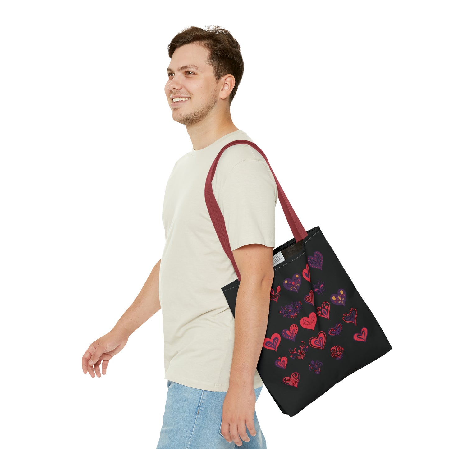 Valentine's black Tote Bag (AOP)