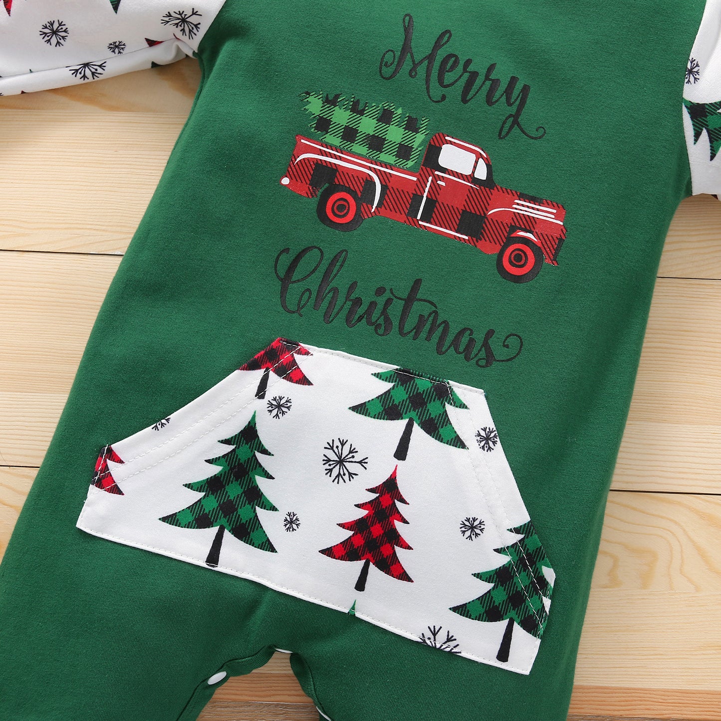 Baby Long Sleeve Christmas Cartoon Hooded Romper