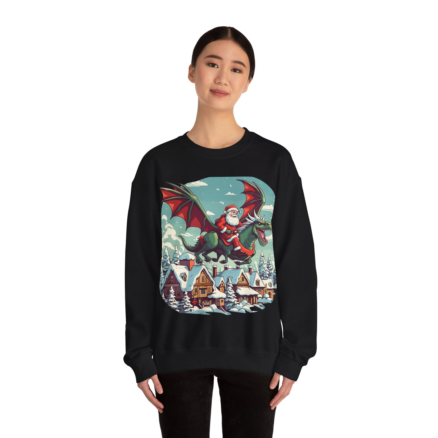 Santa's sleigh flying with dragons and dinos - Christmas Shirt, Holiday Xmas Shirt, Merry Christmas, Holiday Xmas, Unisex Xmas Shirt, Christmas Sweatshirt, Christmas Apparel, Xmas Celebration Shirt, Matching Family Outfits, Christmas Gifts