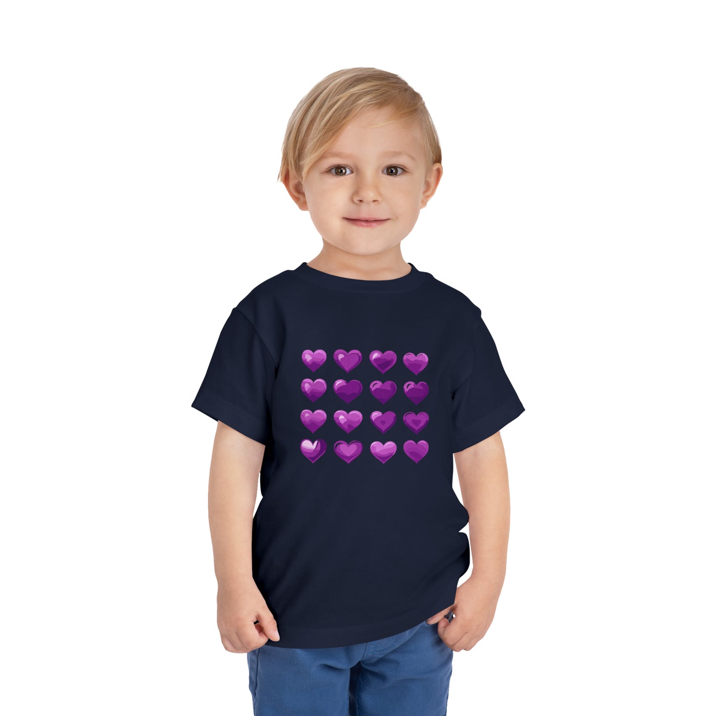 Valentine's purple hearts shape design Toddler Short Sleeve Tee