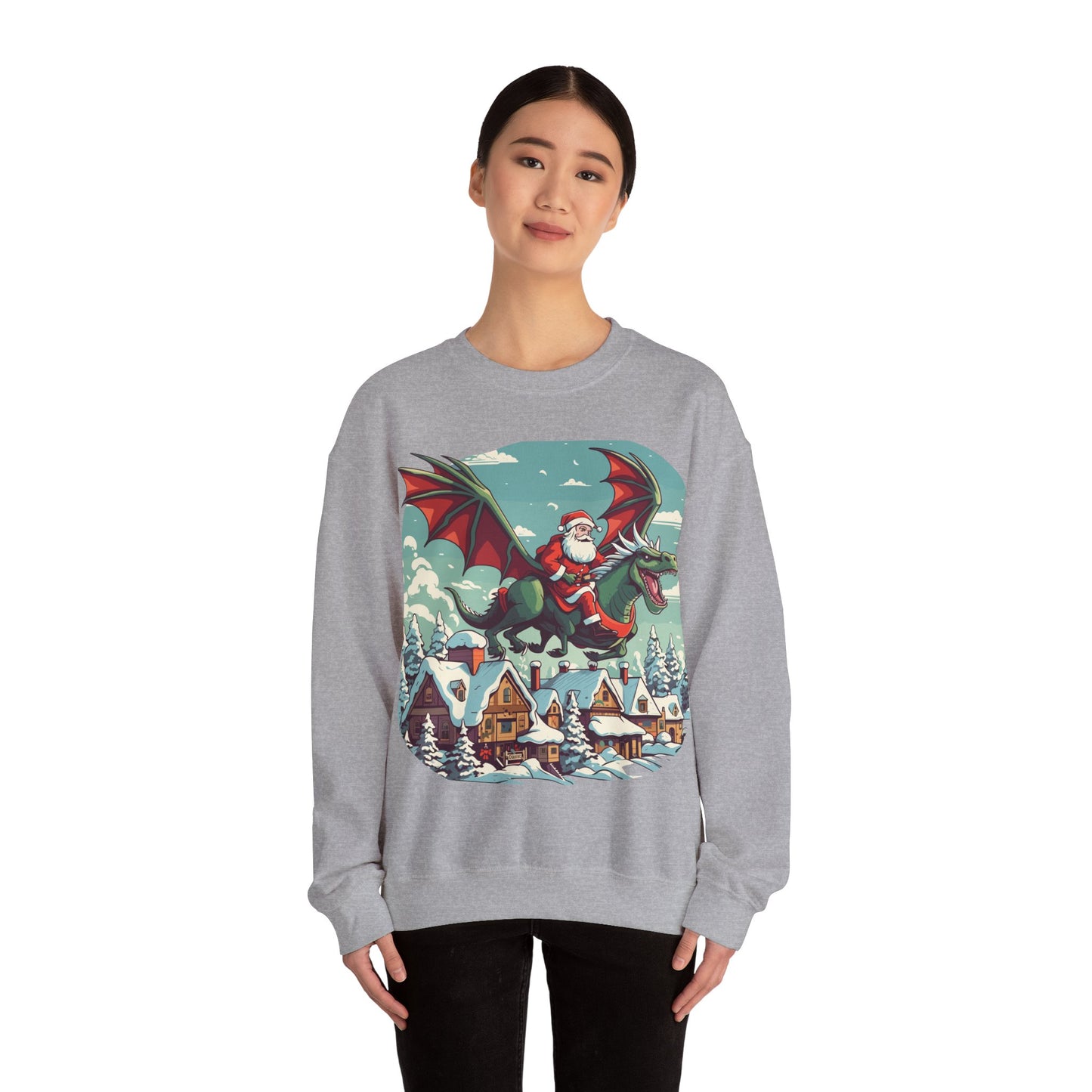 Santa's sleigh flying with dragons and dinos - Christmas Shirt, Holiday Xmas Shirt, Merry Christmas, Holiday Xmas, Unisex Xmas Shirt, Christmas Sweatshirt, Christmas Apparel, Xmas Celebration Shirt, Matching Family Outfits, Christmas Gifts