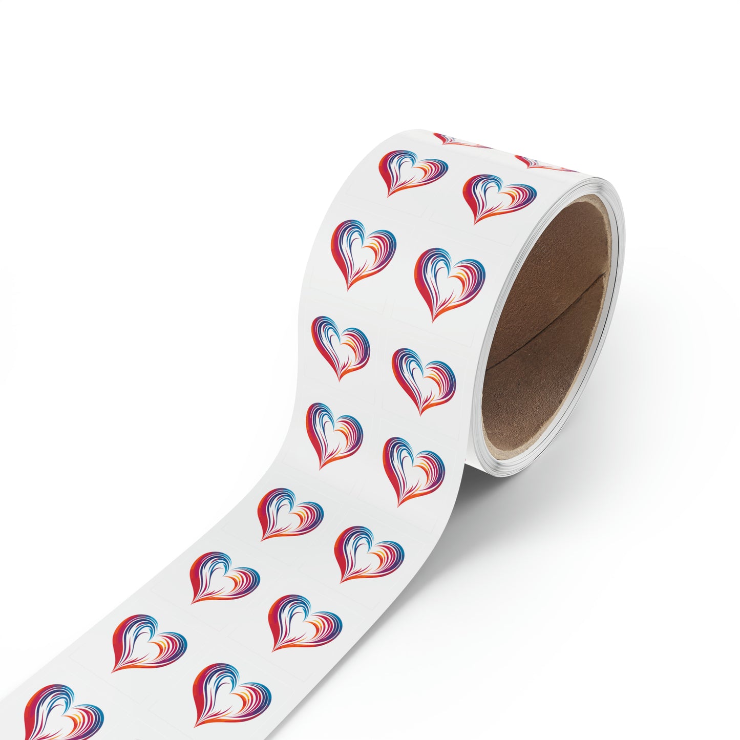 Valentine's day multi color heart shape Square Sticker Label Rolls