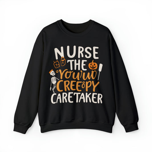 Nurse The Creepy Caretaker Halloween Sweatshirt, Spooky Season Halloween Sweatshirt, Halloween Costume, Spooky Sweatshirt, Halloween Gifts