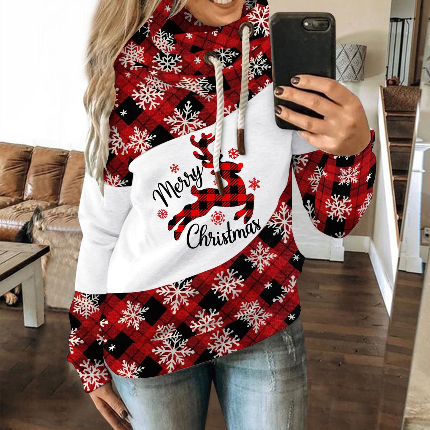 Fashion Printed Round Neck Christmas Sweater