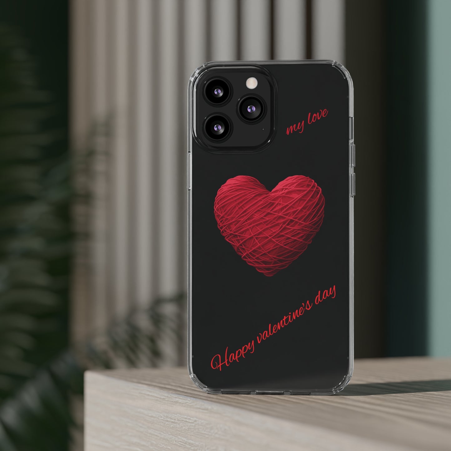 Valentine's Day, red heart shape design Clear Cases