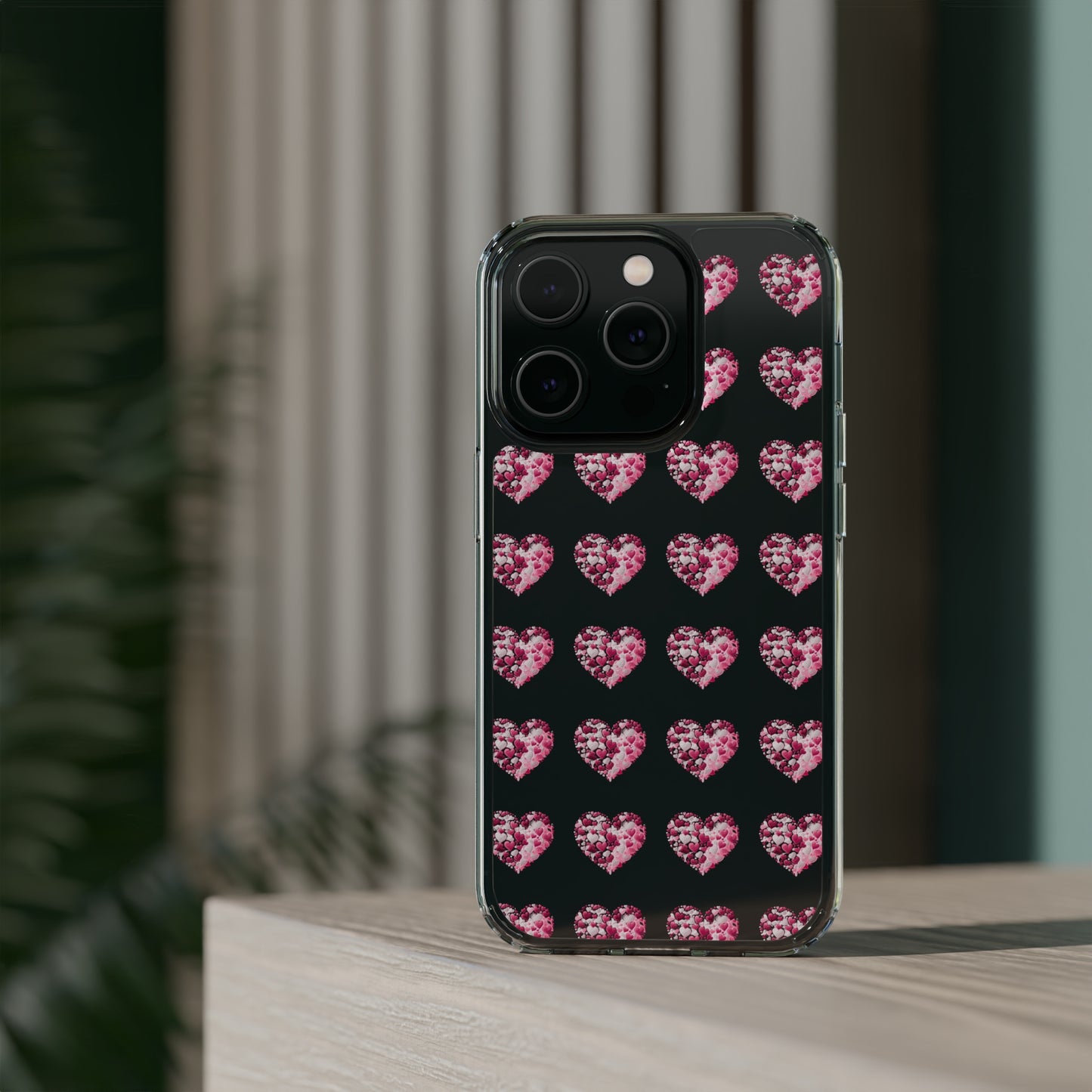 Valentine's Day, red heart shape design Clear Cases