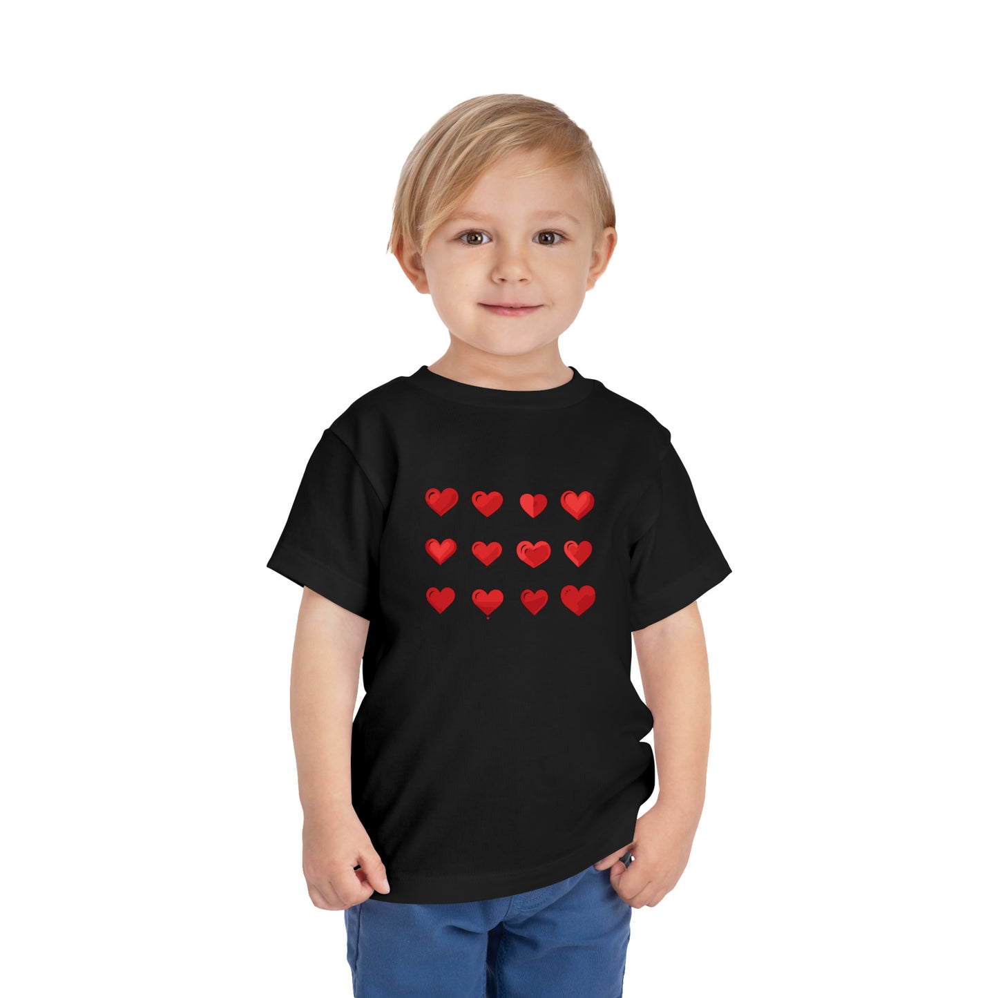 Valentine's Red hearts shape design Toddler Short Sleeve Tee