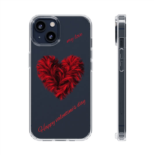 Valentine's Day, red heart shape design Clear Cases