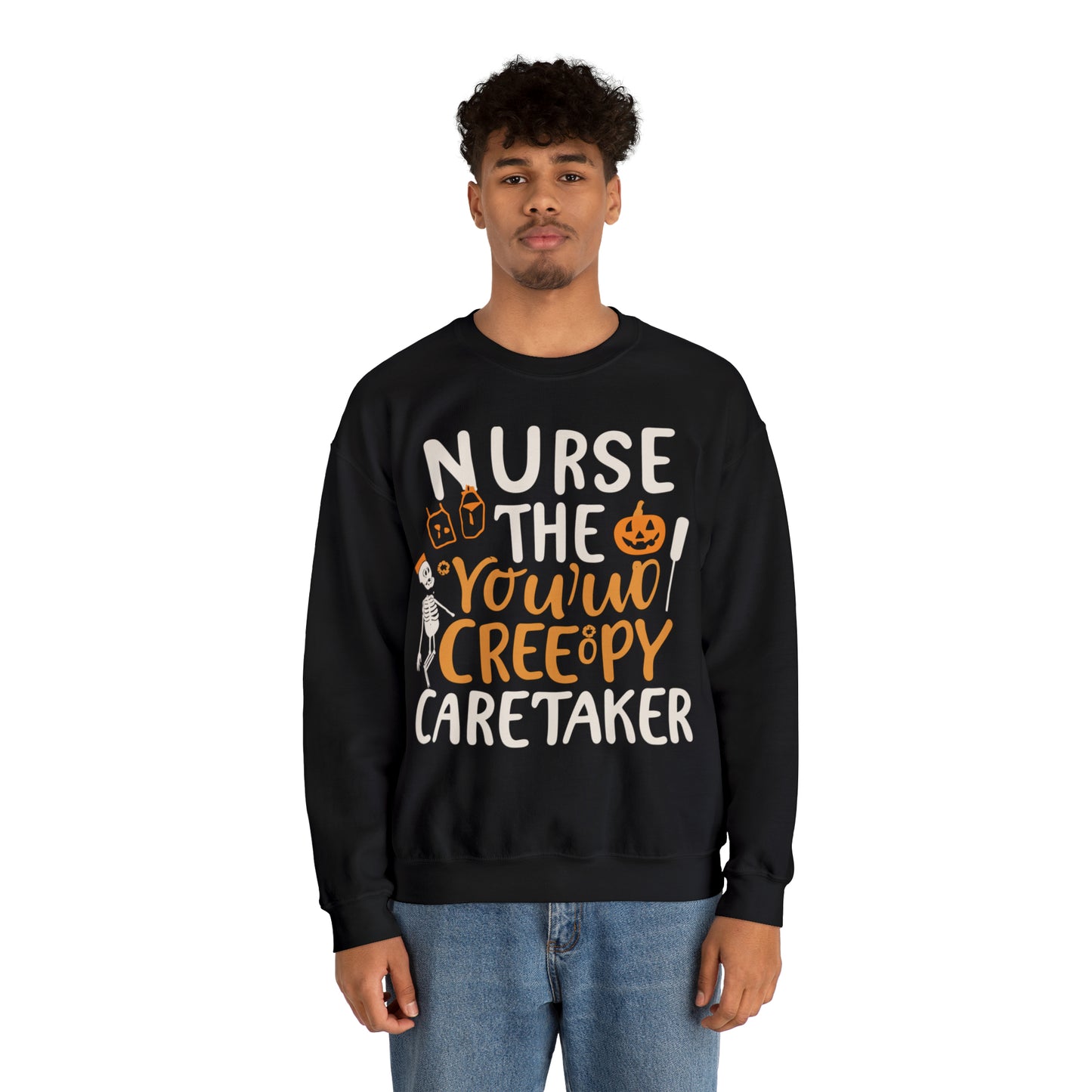 Nurse The Creepy Caretaker Halloween Sweatshirt, Spooky Season Halloween Sweatshirt, Halloween Costume, Spooky Sweatshirt, Halloween Gifts