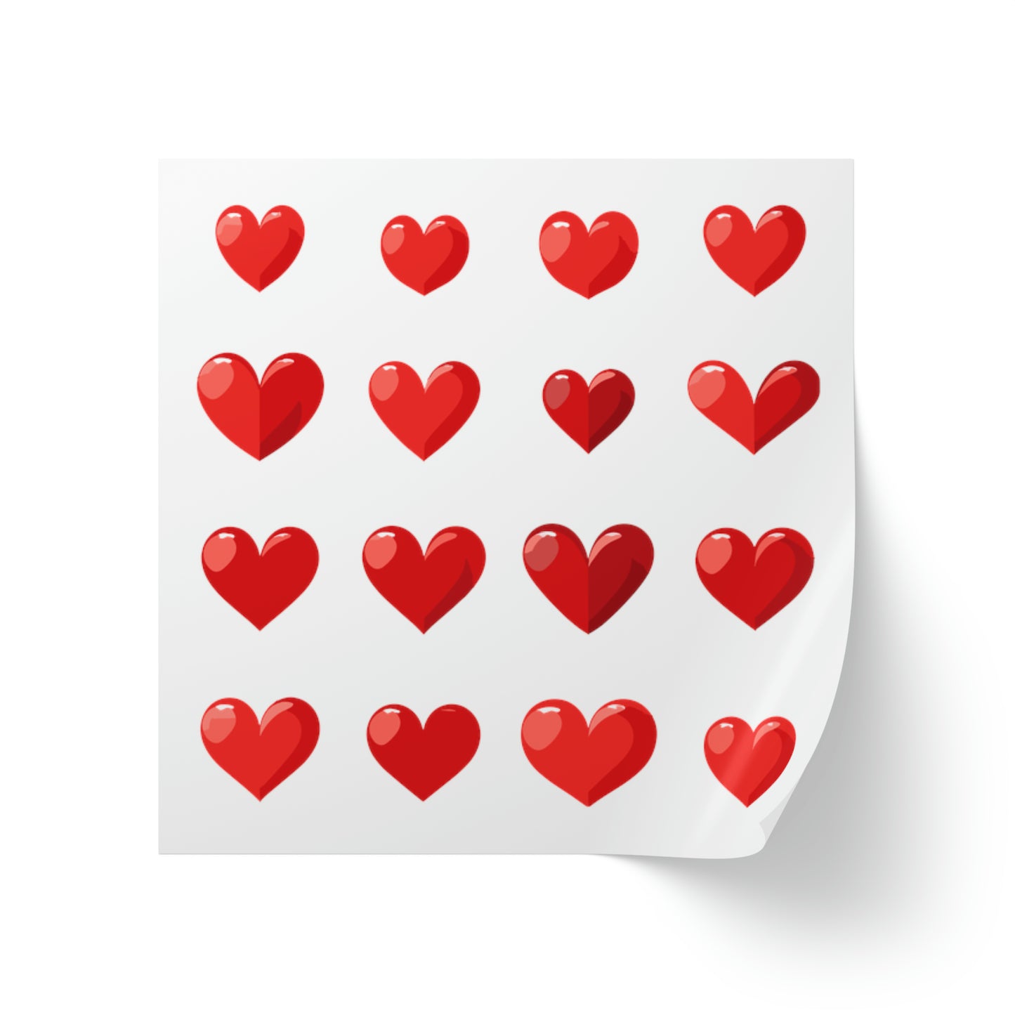 Valentine's day red hearts shape Square Sticker Label Rolls