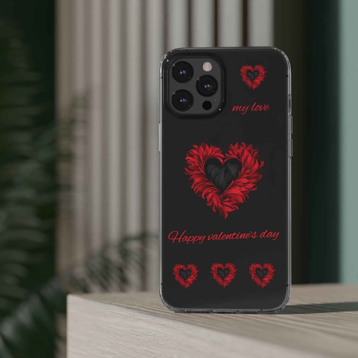 Valentine's day, red heart shapes Clear Cases