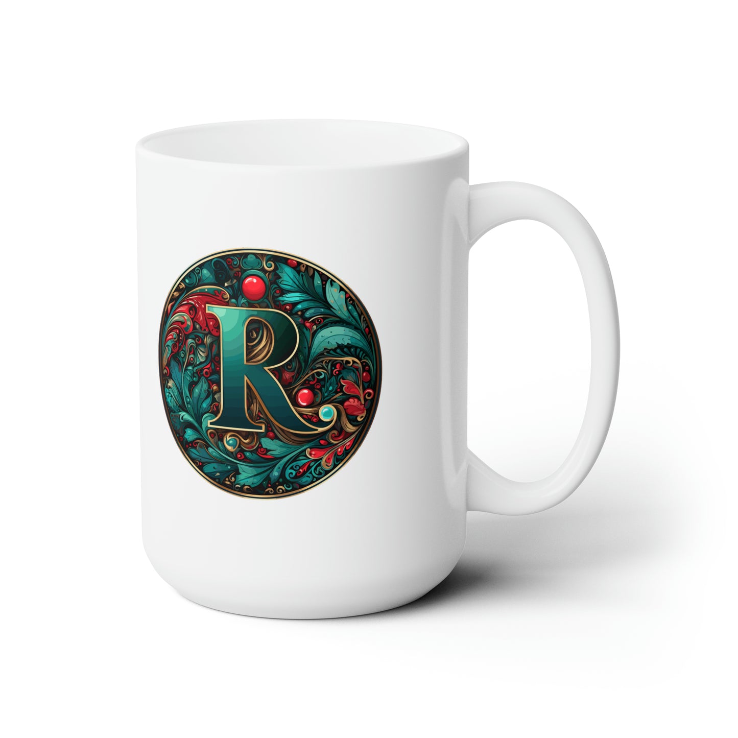 Christmas colorful Alphabet R design white Ceramic Mug 15oz