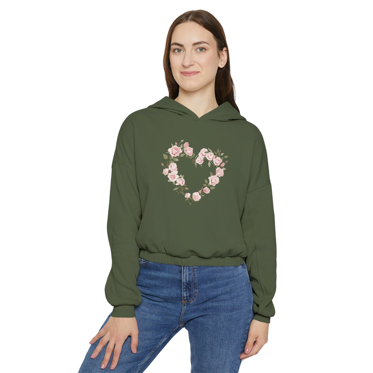 Valentine's best Gift, roses design Women's Cinched Bottom Hoodie