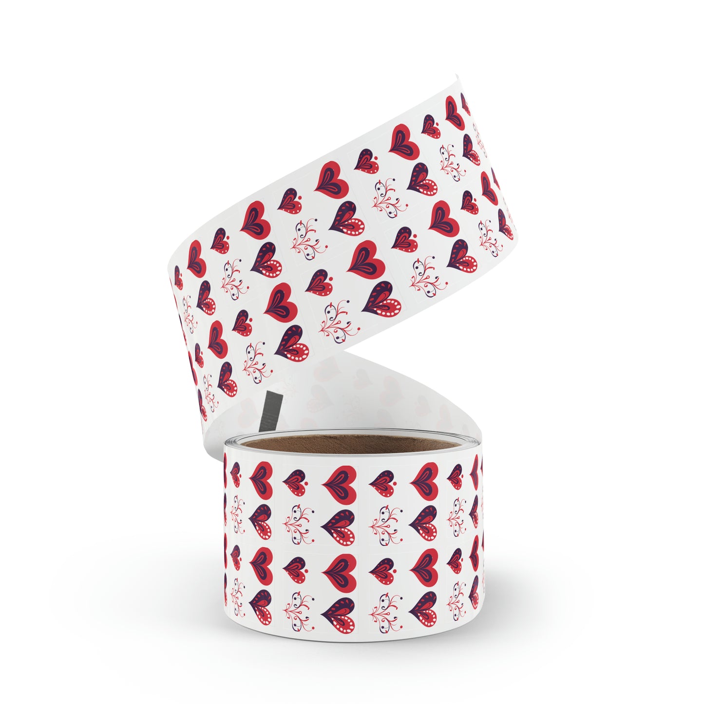 Valentine's day red hearts Square Sticker Label Roll