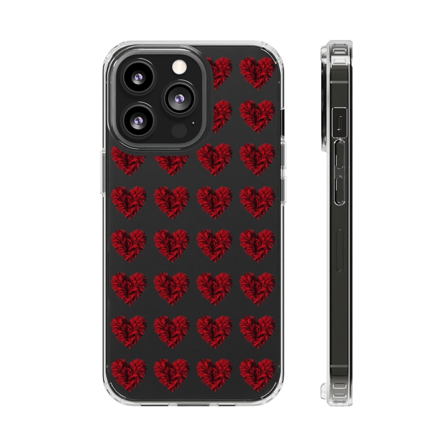 Valentine's Day, red heart shape design Clear Cases