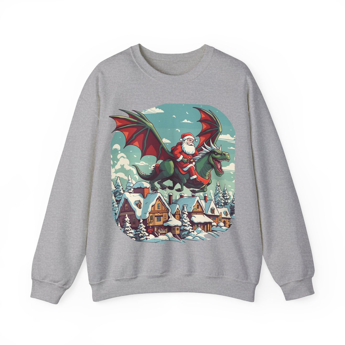 Santa's sleigh flying with dragons and dinos - Christmas Shirt, Holiday Xmas Shirt, Merry Christmas, Holiday Xmas, Unisex Xmas Shirt, Christmas Sweatshirt, Christmas Apparel, Xmas Celebration Shirt, Matching Family Outfits, Christmas Gifts