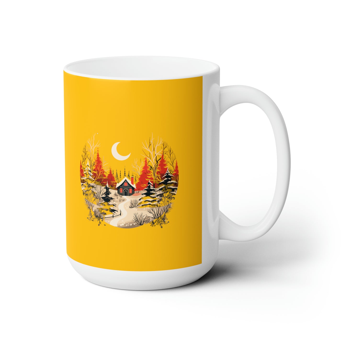 Christmas house with tree design holiday vibes Ceramic Mug15oz