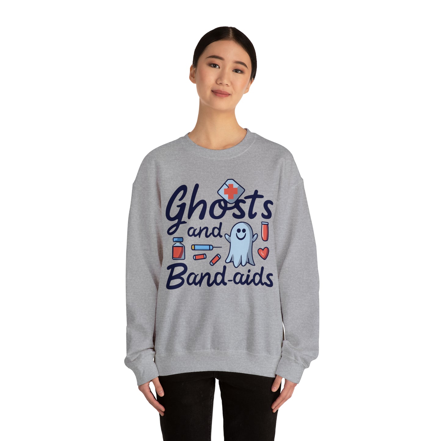 Ghost and Band-aids Nurse Sweatshirt, Spooky Season Halloween Sweatshirt, Winter Sweatshirt, Spooky Sweatshirt, Halloween Gifts