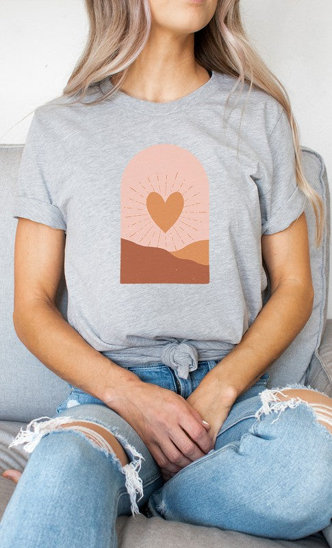 Boho Heart Sunrise Valentine Graphic Tee