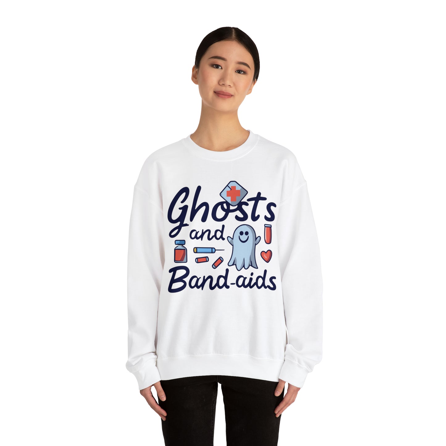 Ghost and Band-aids Nurse Sweatshirt, Spooky Season Halloween Sweatshirt, Winter Sweatshirt, Spooky Sweatshirt, Halloween Gifts