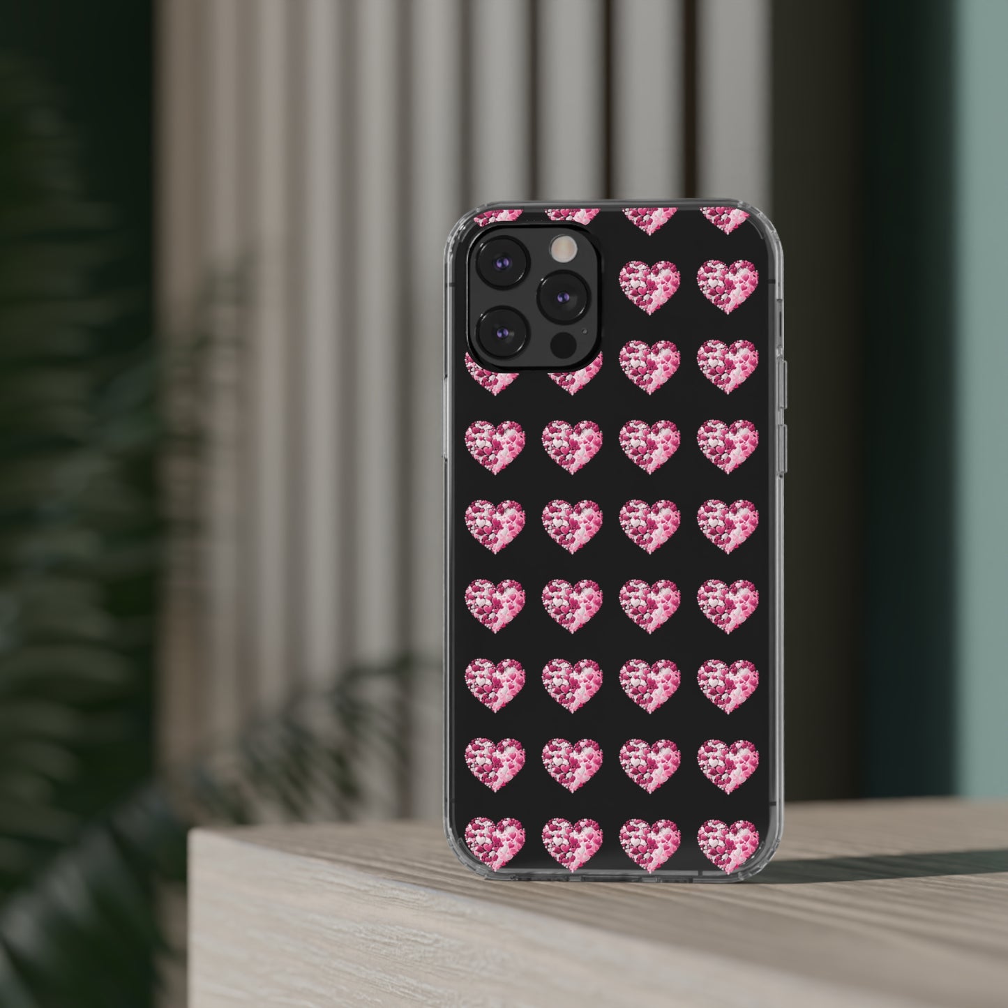 Valentine's Day, red heart shape design Clear Cases