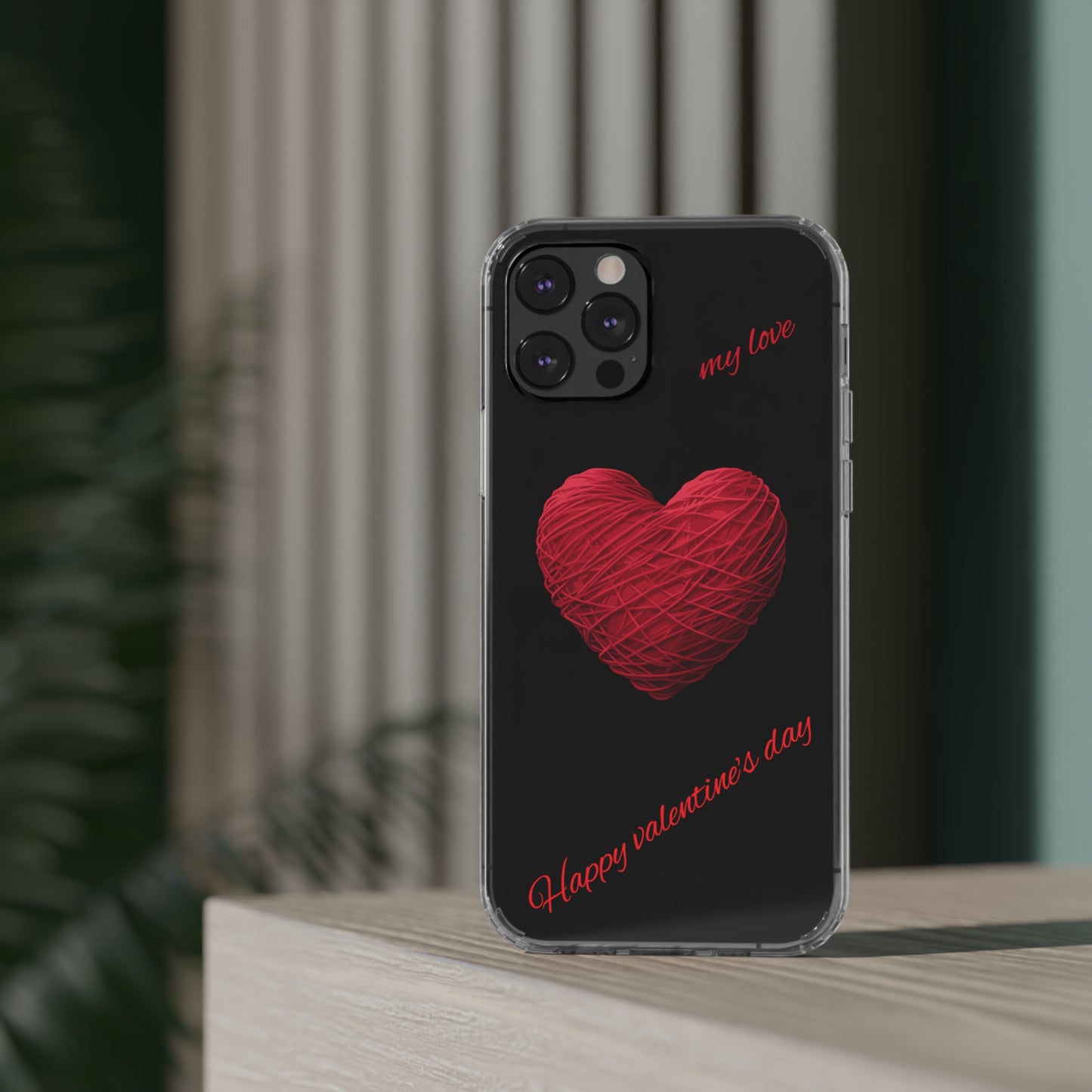 Valentine's Day, red heart shape design Clear Cases