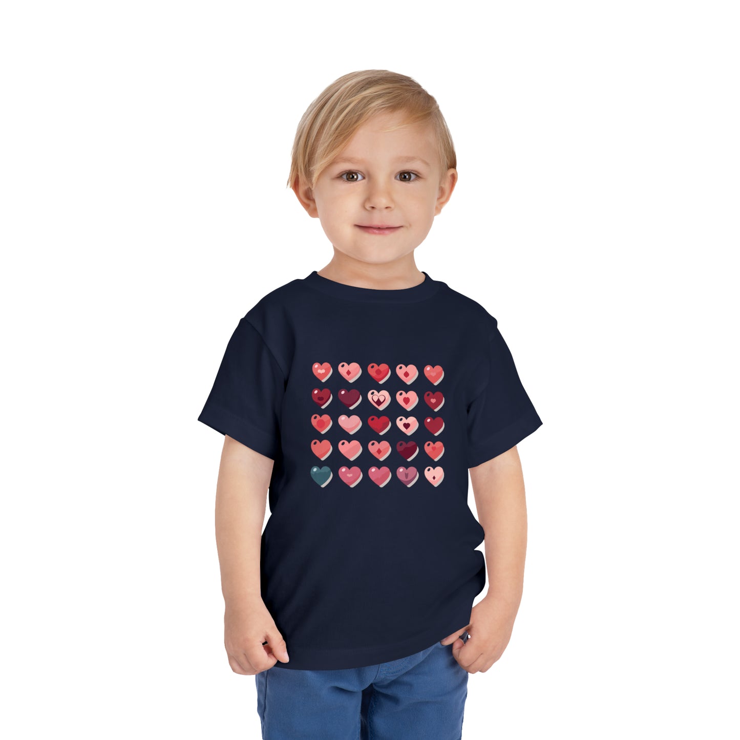 Valentine's multi color hearts shape design Toddler Short Sleeve Tee