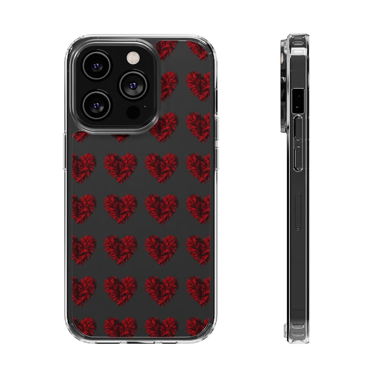 Valentine's Day, red heart shape design Clear Cases