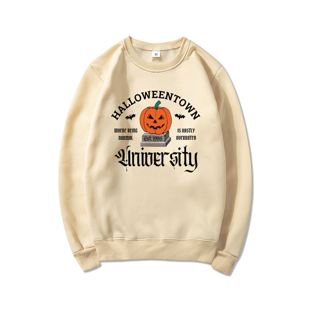 Women's Halloween Print Pumpkin Crew Neck Sweatshirt