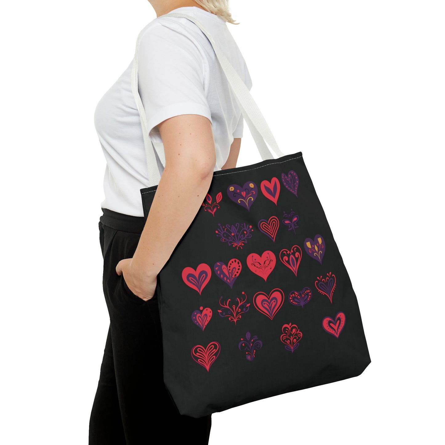 Valentine's black Tote Bag (AOP)