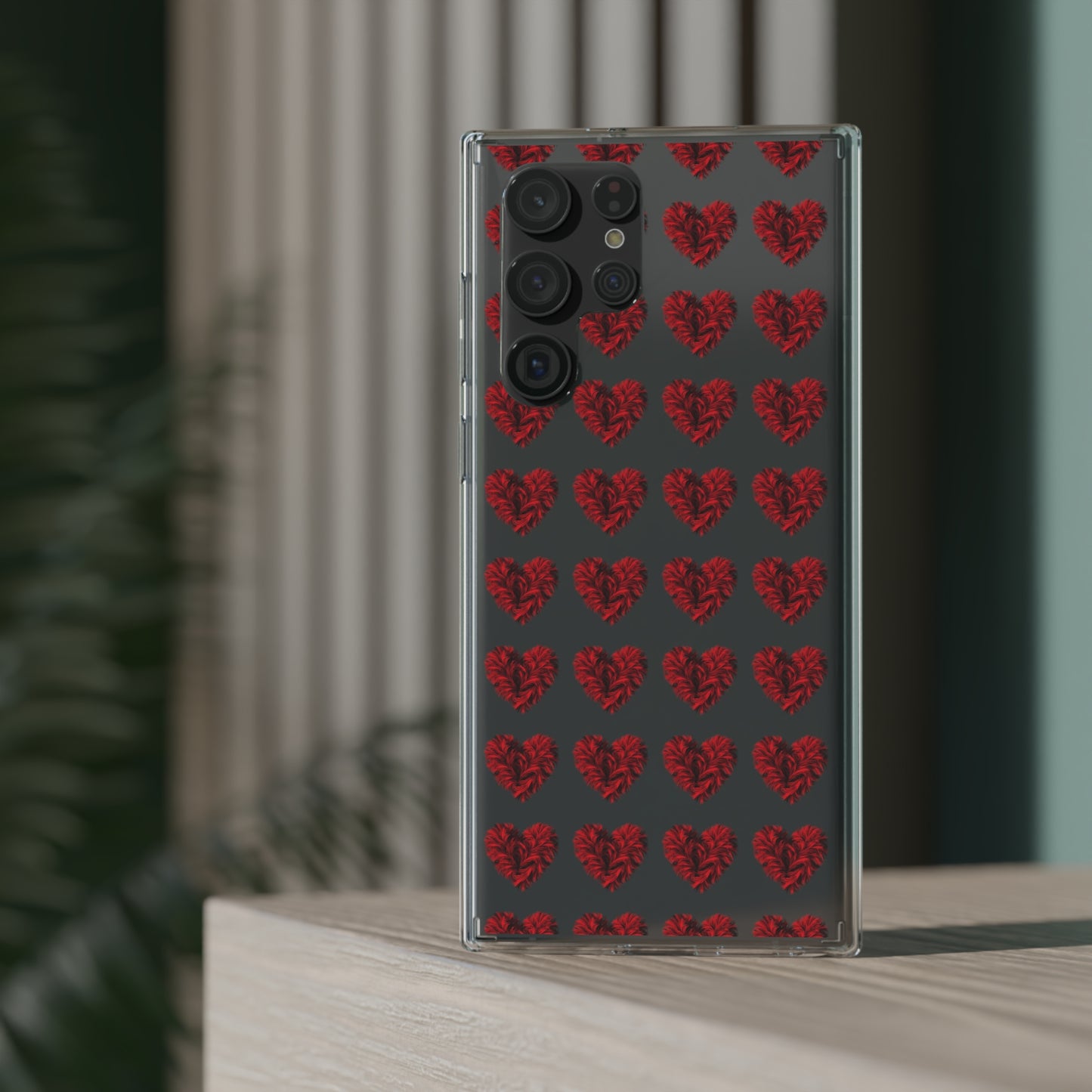 Valentine's Day, red heart shape design Clear Cases