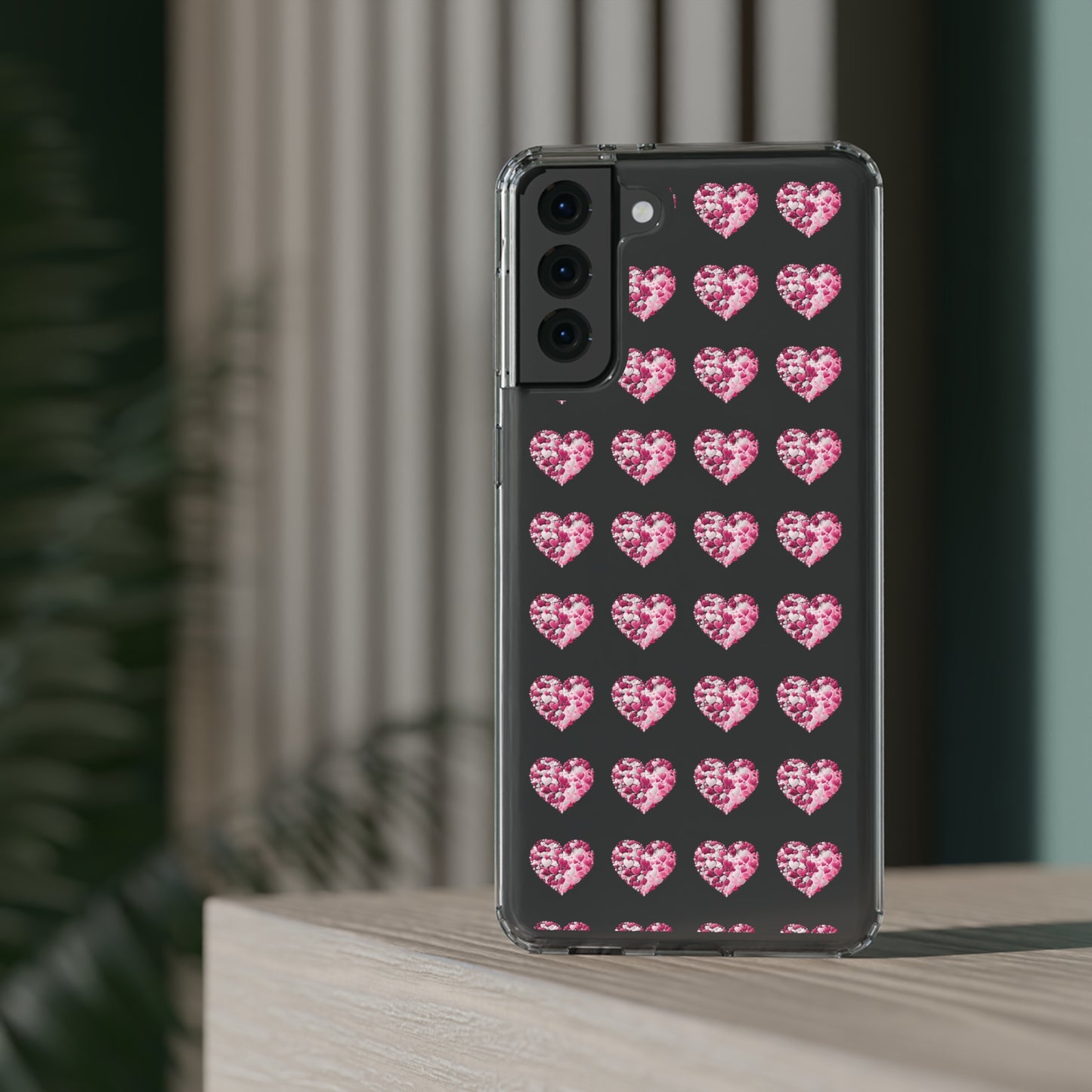 Valentine's Day, red heart shape design Clear Cases