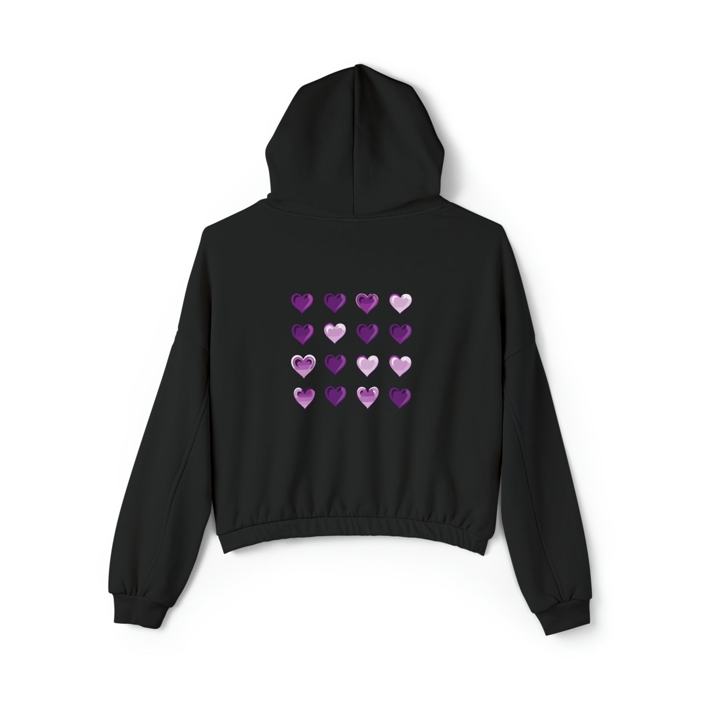 Valentine's best Gift, purple and white hearts design Women's Cinched Bottom Hoodie