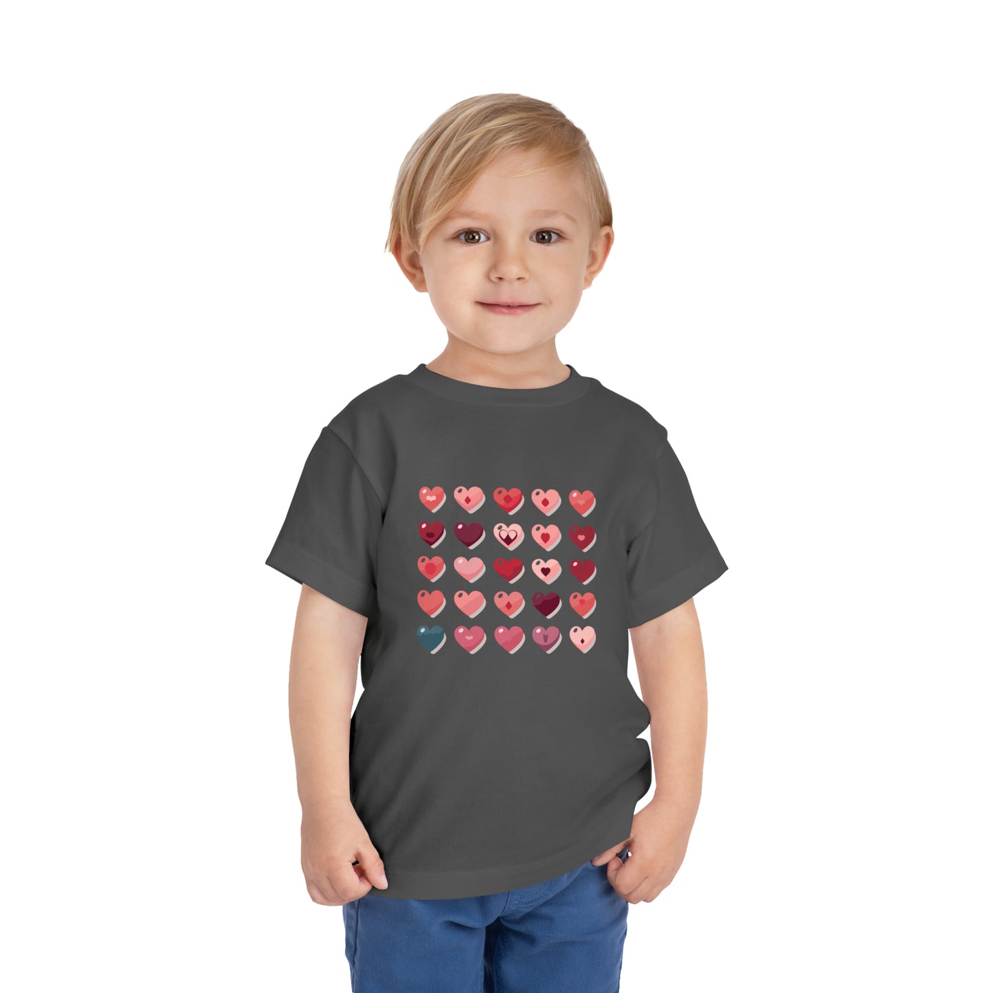 Valentine's multi color hearts shape design Toddler Short Sleeve Tee