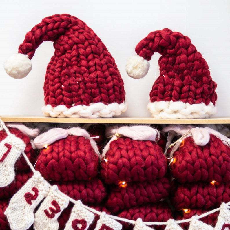 Christmas Wool Hat Warm Winter Loose Creative Hand-knitted Santa Parent-child Hat Happy New Year