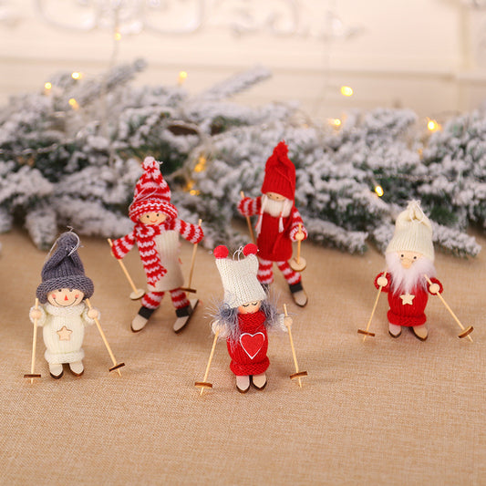 Creative Christmas Decoration Wooden Ski Doll