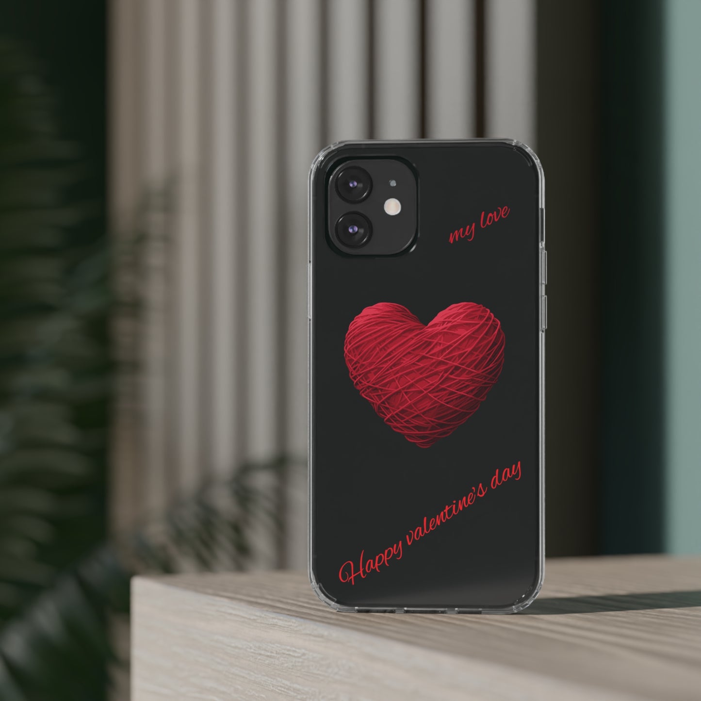 Valentine's Day, red heart shape design Clear Cases