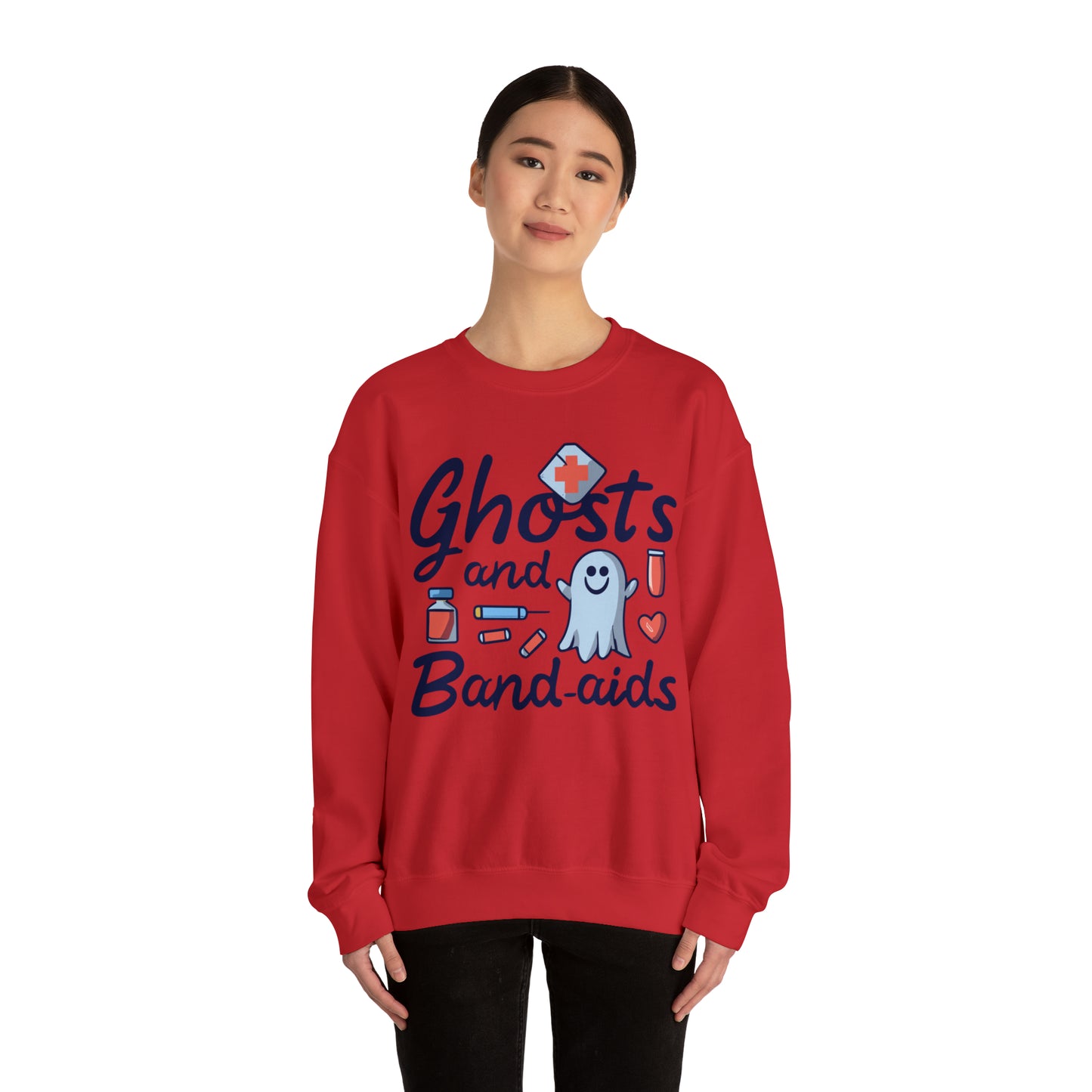 Ghost and Band-aids Nurse Sweatshirt, Spooky Season Halloween Sweatshirt, Winter Sweatshirt, Spooky Sweatshirt, Halloween Gifts