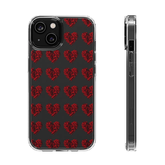 Valentine's Day, red heart shape design Clear Cases