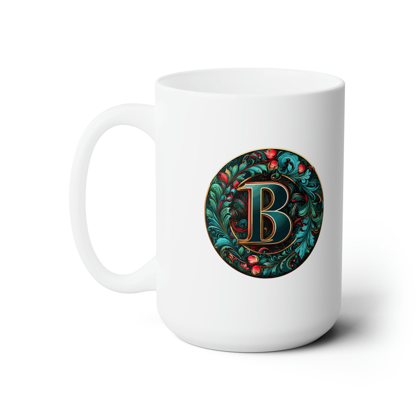 Christmas colorful Alphabet B design white Ceramic Mug 15oz