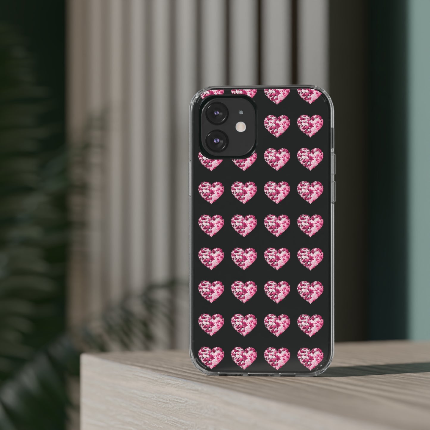 Valentine's Day, red heart shape design Clear Cases