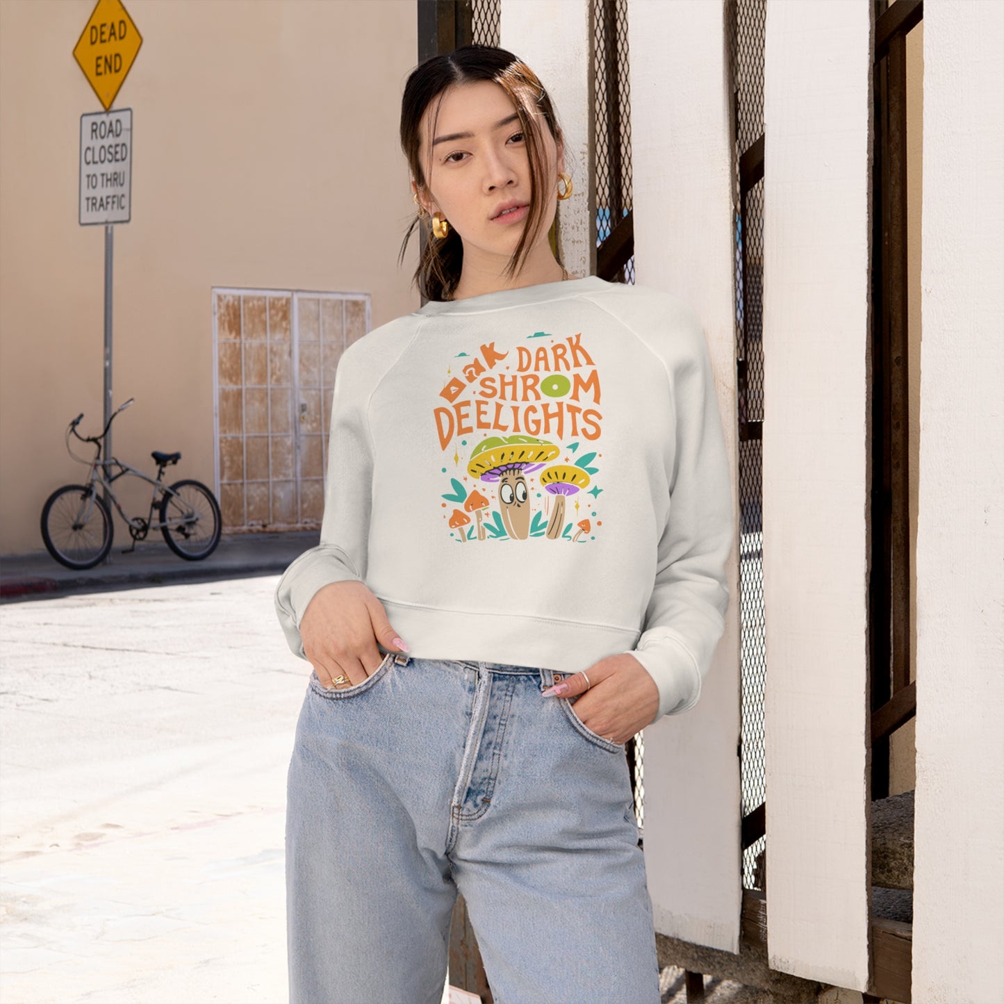 Dark Shroom Delights Sweatshirt, Unique Mushroom Costume & Spooky Season Halloween Sweatshirt