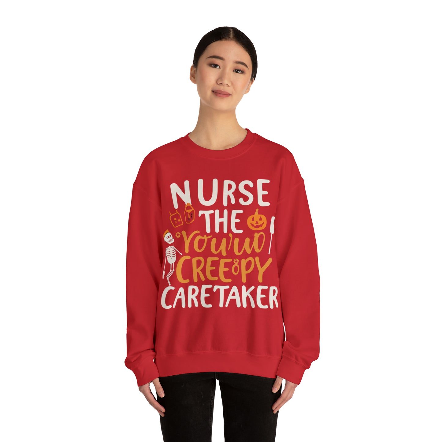 Nurse The Creepy Caretaker Halloween Sweatshirt, Spooky Season Halloween Sweatshirt, Halloween Costume, Spooky Sweatshirt, Halloween Gifts